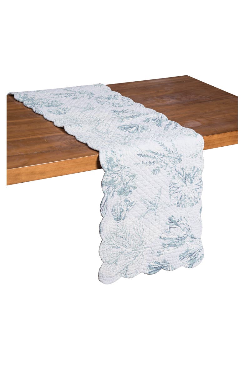 C&F Home Cerulean Breeze Coastal Marine Print Quilted Table Runner 14" x 51", Alternate, color, Blue