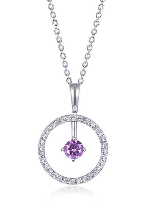 Simulated Diamond Lab-Created Birthstone Reversible Pendant Necklace