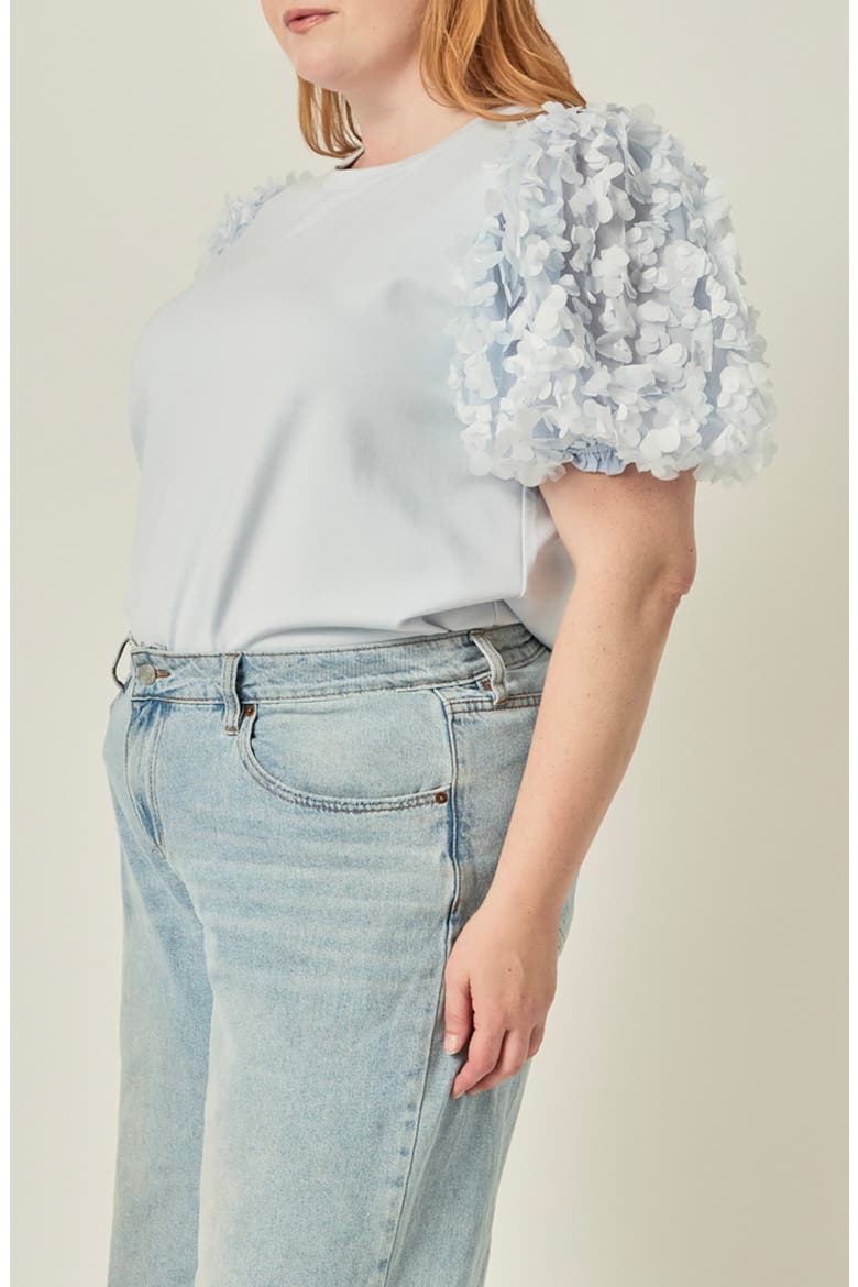 Flower Mixed Media Top, Alternate, color, POWDER BLUE