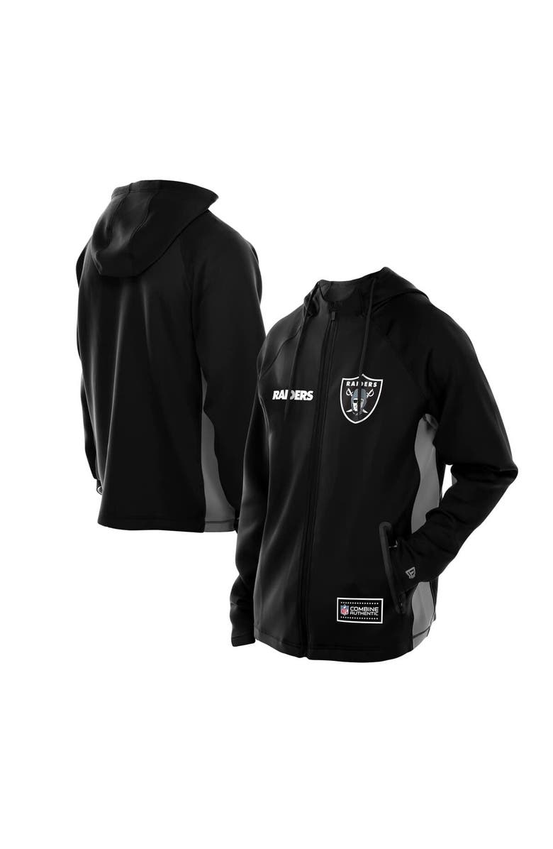 New Era Men's New Era Black Las Vegas Raiders Combine Authentic Raglan Scuba Full-Zip Hoodie, Main, color, Black
