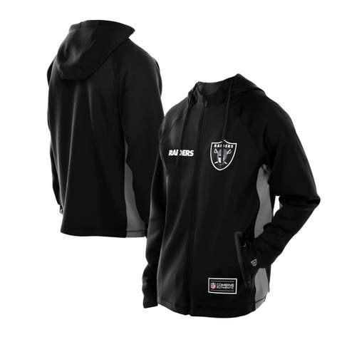 Men's New Era  Black Las Vegas Raiders Combine Authentic Raglan Scuba Full-Zip Hoodie