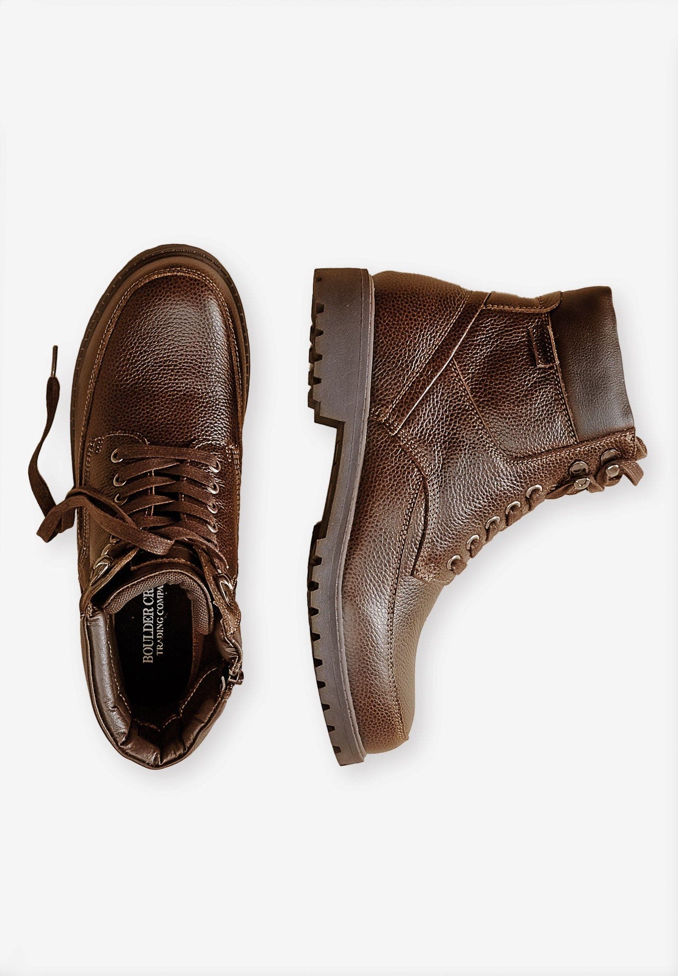 Zip Up Work Boots, Alternate, color, DARK BROWN