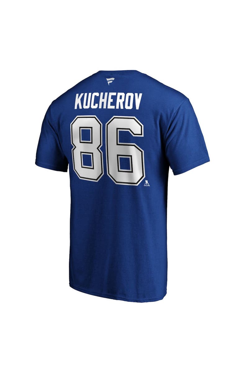 FANATICS Men's Fanatics Branded Nikita Kucherov Blue Tampa Bay Lightning Team Authentic Stack Name & Number T-Shirt, Alternate, color, 