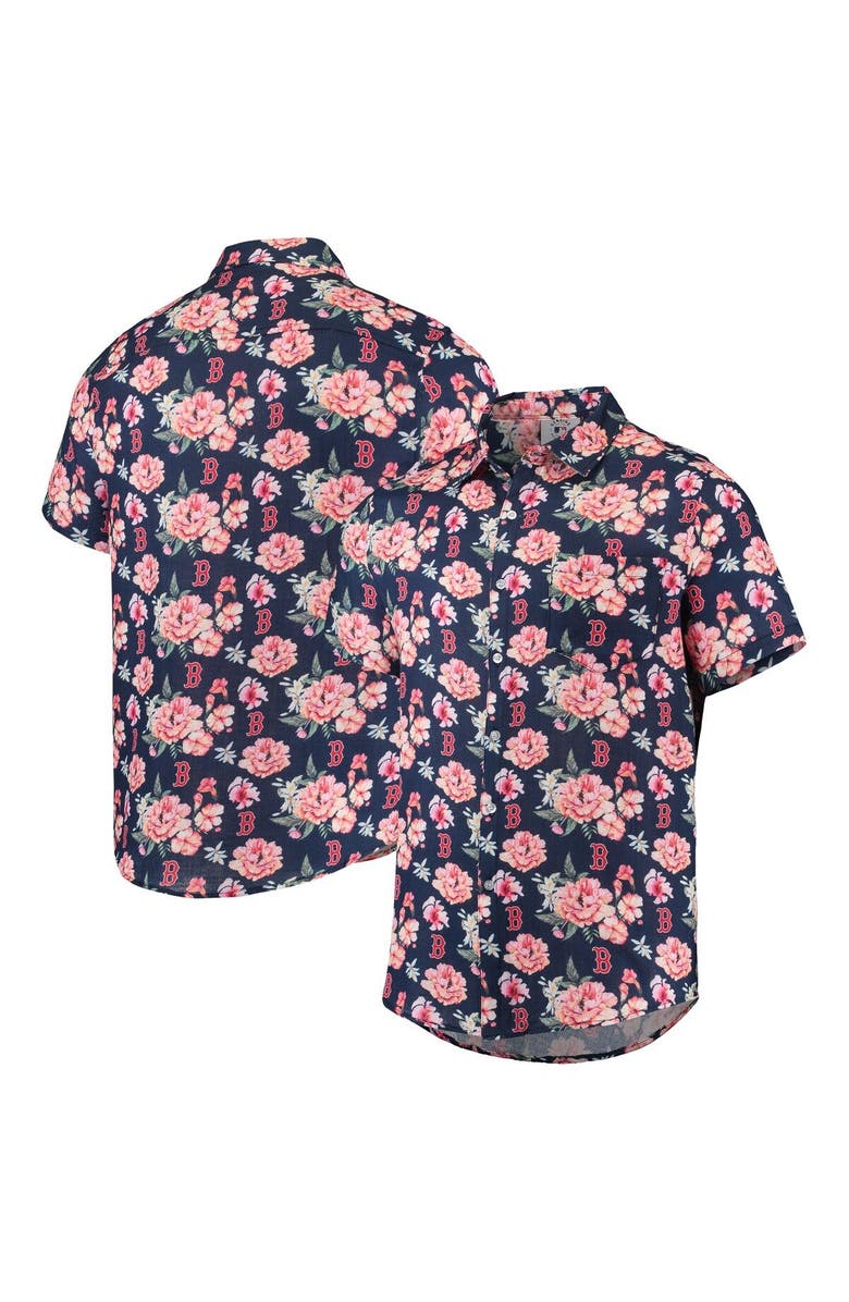 FOCO Men's FOCO Navy Boston Red Sox Floral Linen Button-Up Shirt, Main, color, 