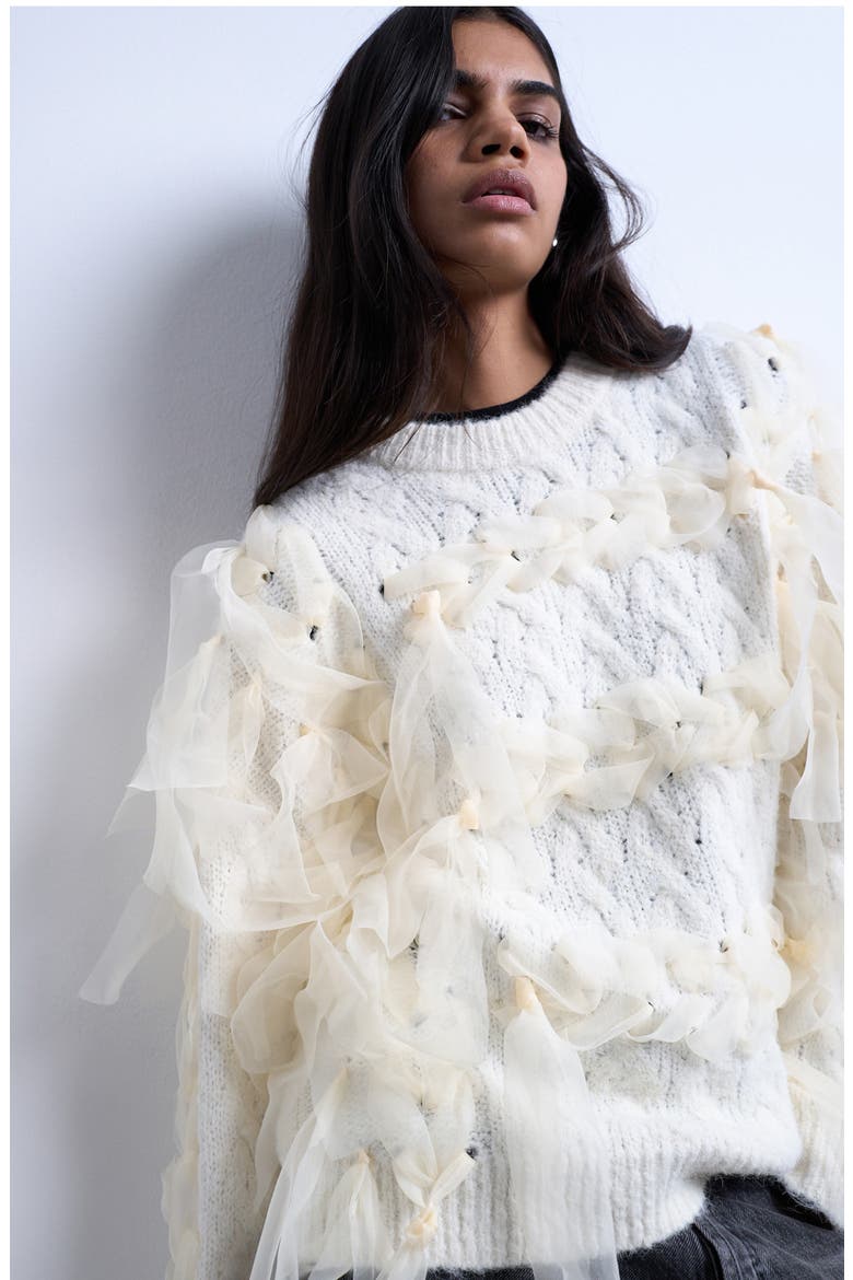 Ribbon Sweater, Alternate, color, IVORY