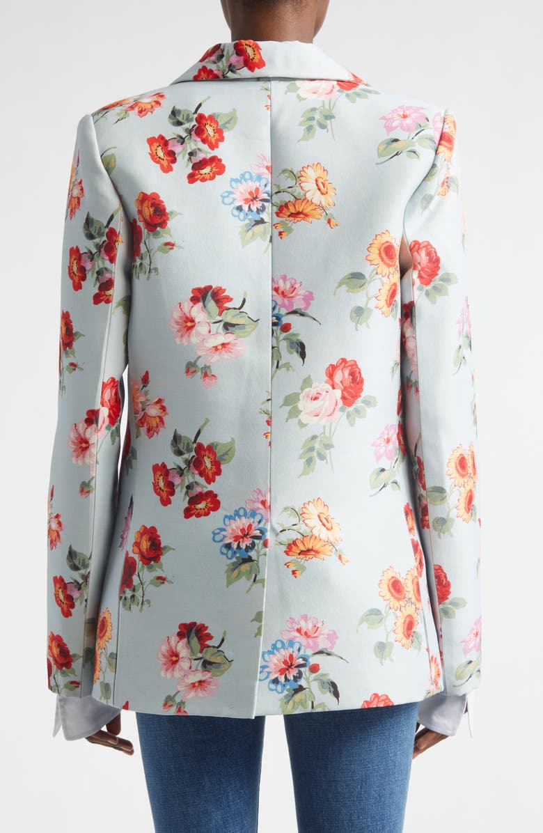 Brandon Maxwell The Delaney Floral Virgin Wool & Silk Faille Tuxedo Jacket, Alternate, color, Light Blue Floral