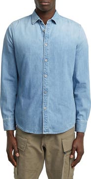 G-STAR Clean Slim Fit Cotton Chambray Button-Up Shirt