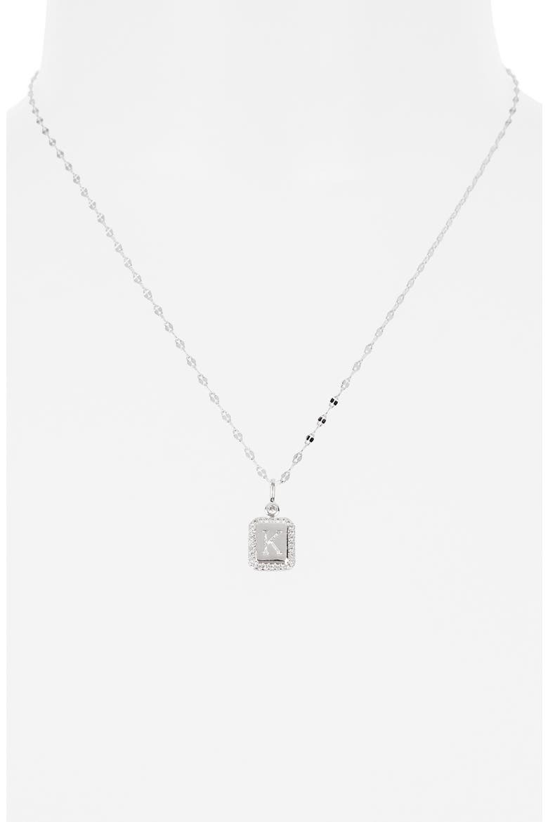 Initial Pendant Necklace, Alternate, color, K- CLEAR- SILVER