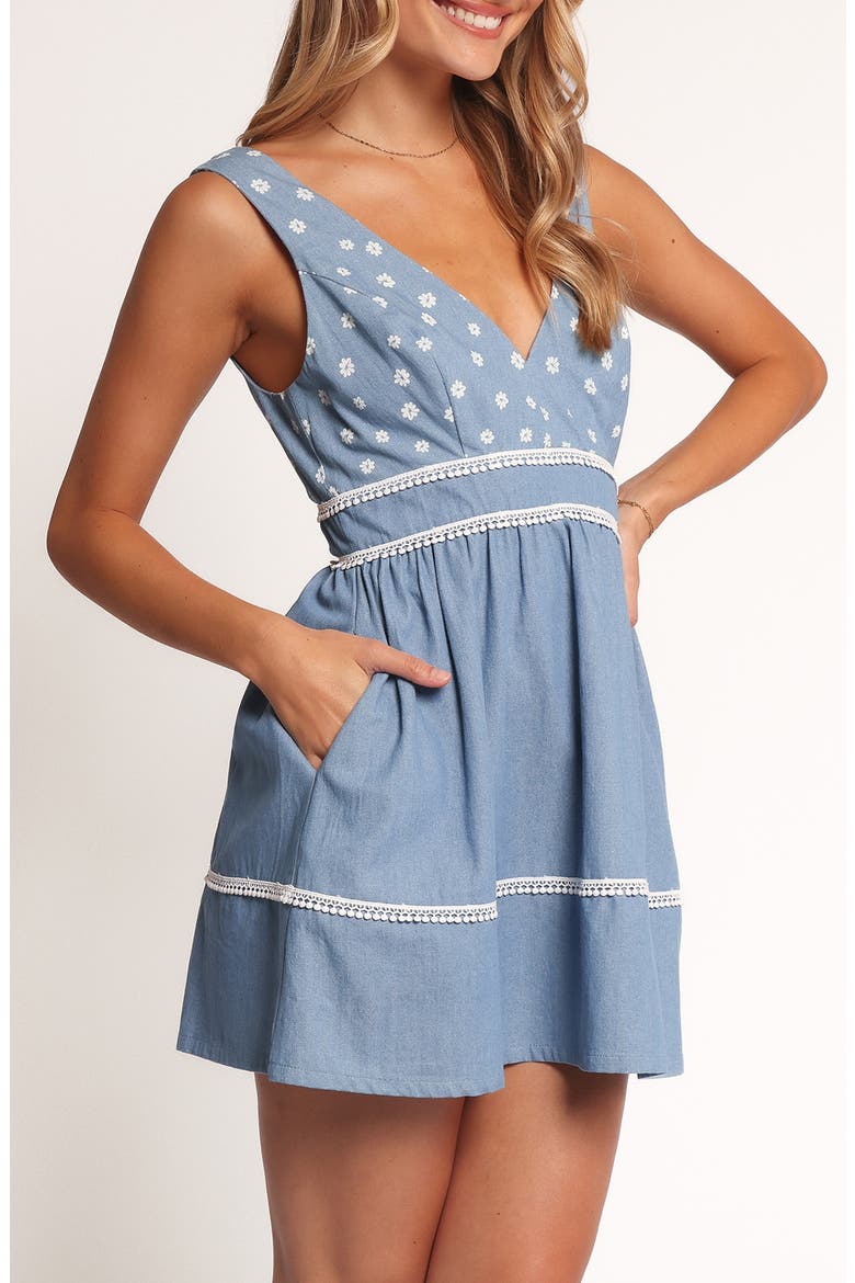 Estrella Embroidered Minidress, Alternate, color, DENIM