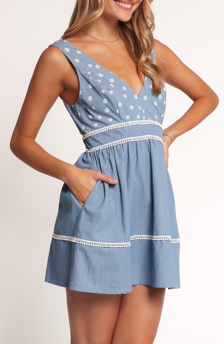 Petal & Pup Estrella Embroidered Minidress, Alternate, color, Denim