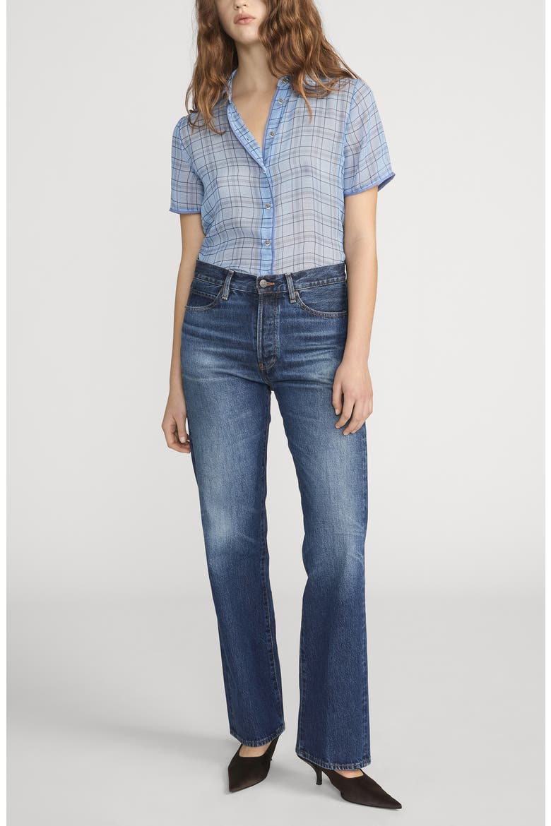 The Essential Plaid Silk Button-Up Shirt, Alternate, color, SKY BLUE MULTI