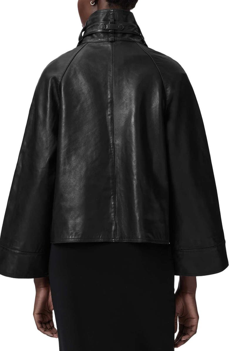 AllSaints Rhodes Leather Jacket, Alternate, color, Black