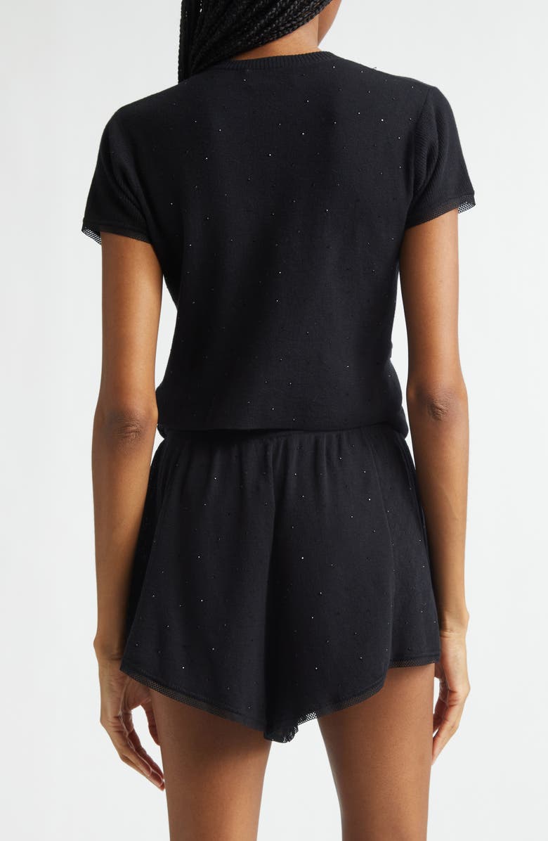 Area Girly Crystal Rib Cotton Sweater, Alternate, color, Black