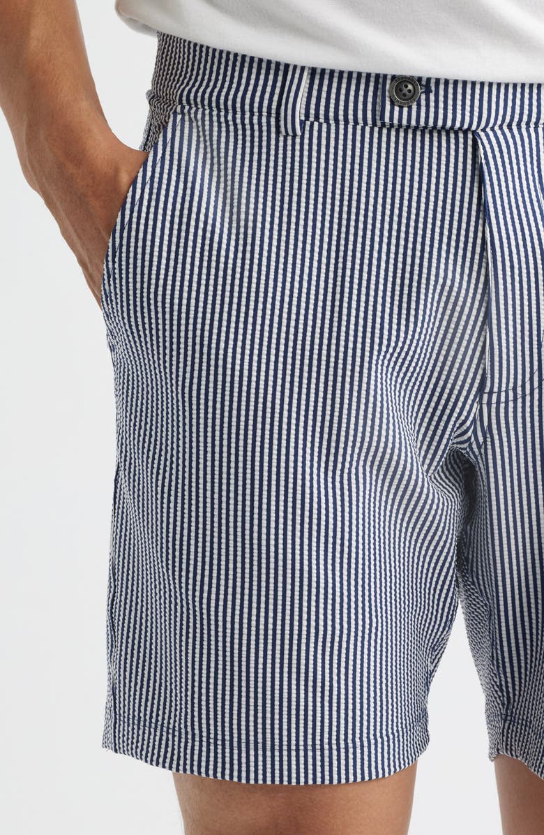 Redvanly Beeker Seersucker Shorts, Alternate, color, Midnight Navy/ Bright White