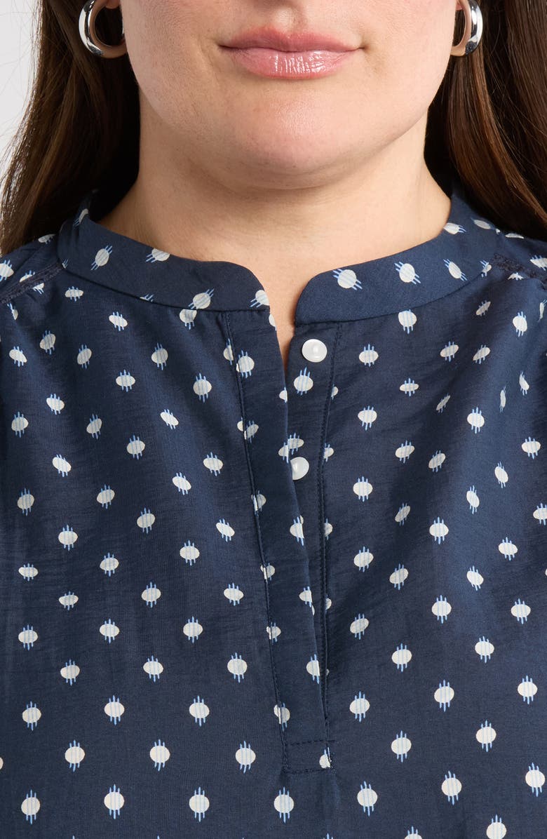 Caslon<sup>®</sup> Embroidered Inset Top, Alternate, color, Navy- Ivory Mock Dot