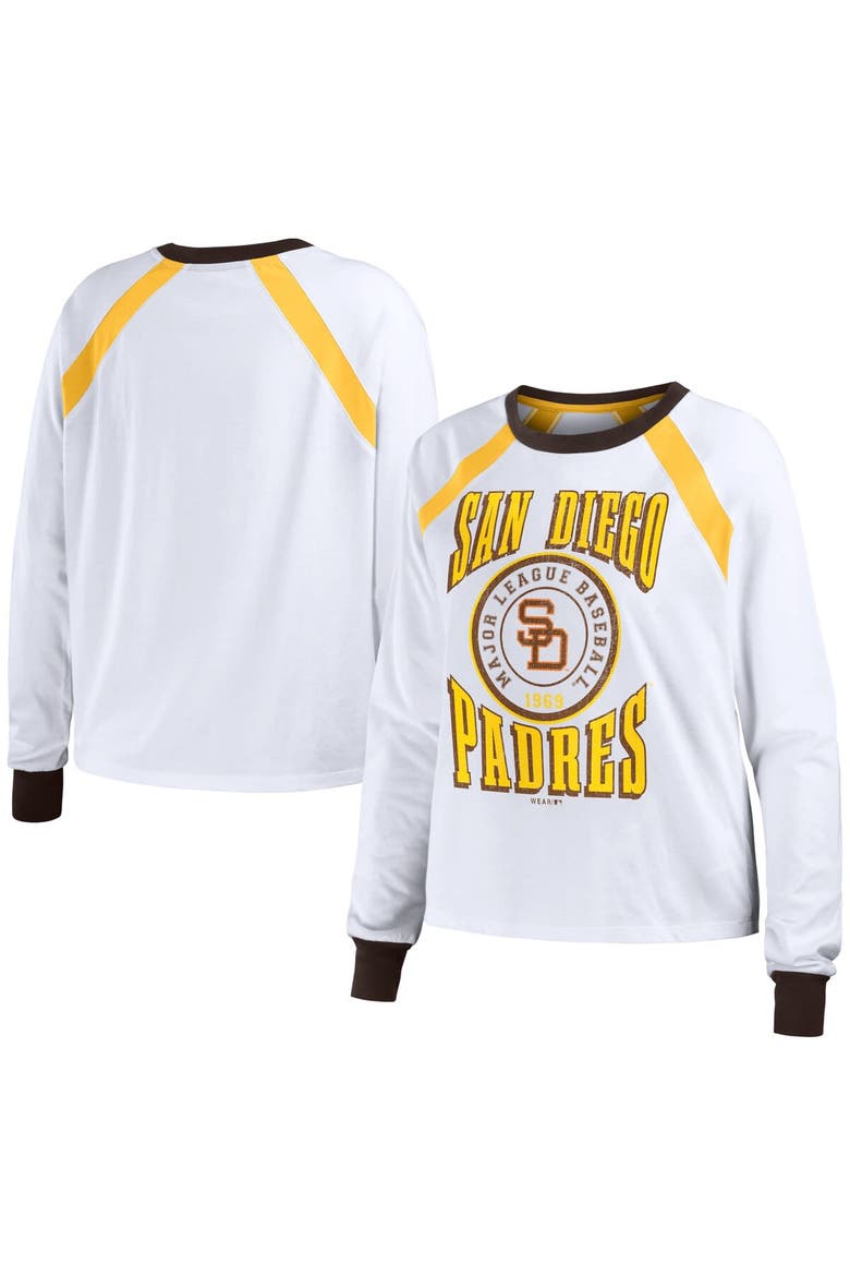 Women's WEAR by Erin Andrews White San Diego Padres Raglan Long Sleeve T-Shirt, Main, color, White