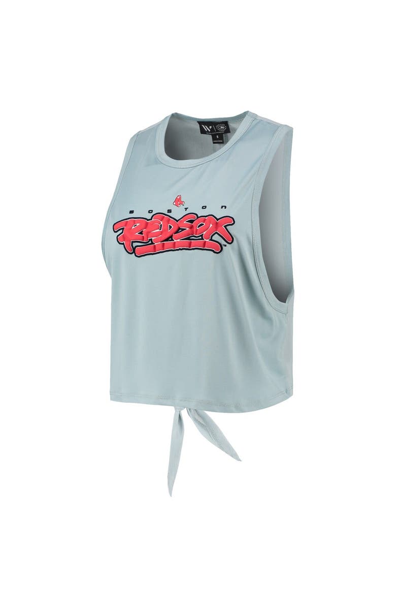 THE WILD COLLECTIVE Women's The Wild Collective Light Blue Boston Red Sox Open Back Twist-Tie Tank Top, Alternate, color, Blue