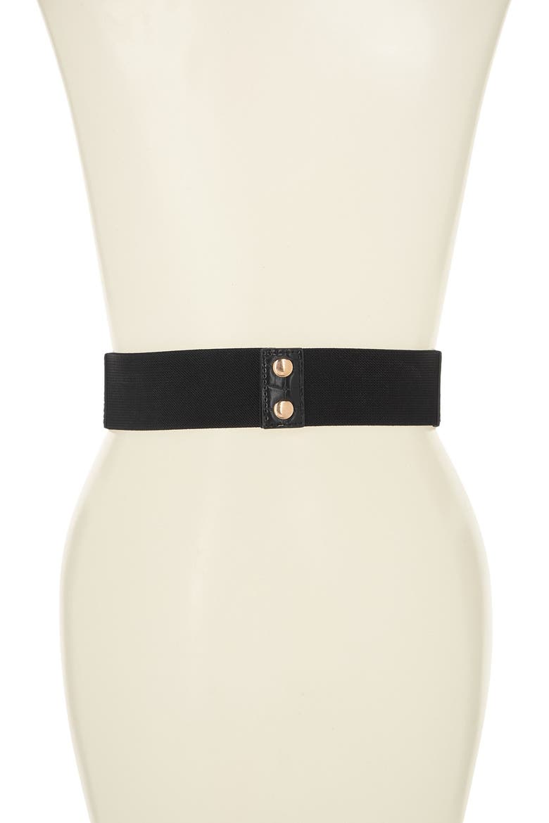 Metal Circle Stretch Belt, Alternate, color, BLACK GOLD