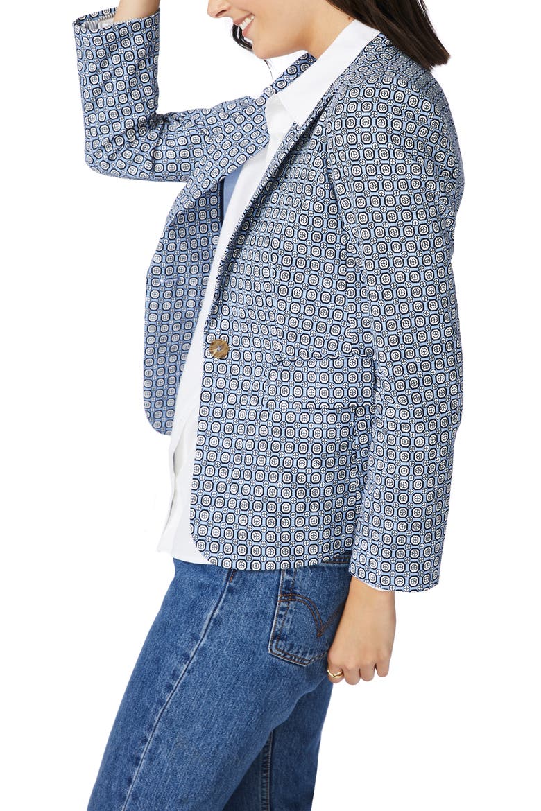 Tile Floral One-Button Blazer, Alternate, color, SEA SPRAY