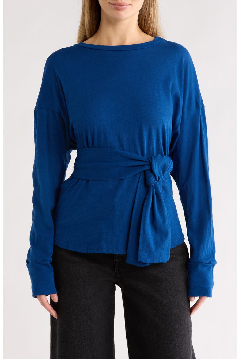 Faux Tie Wrap Sweater, Main, color, LYONS BLUE SLUB