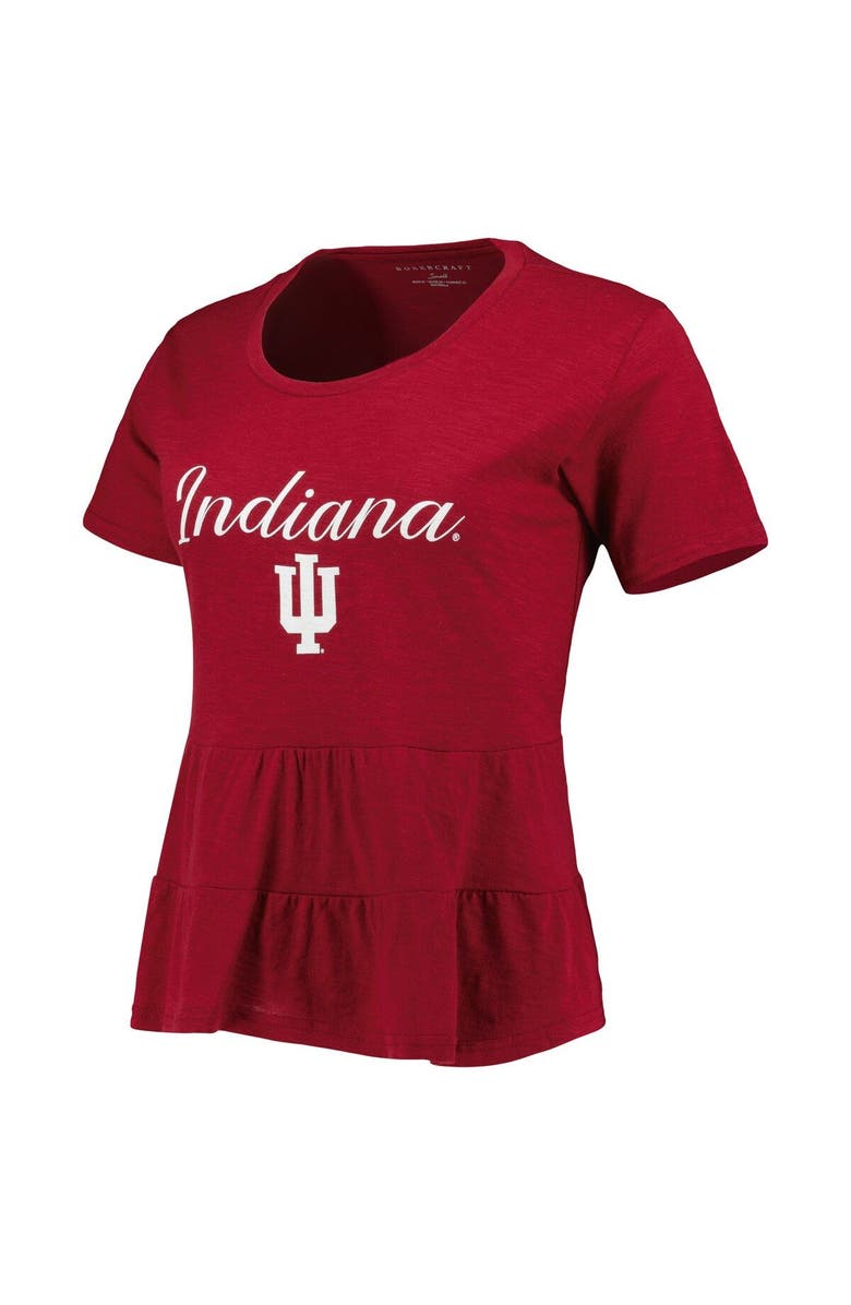 BOXERCRAFT Women's Crimson Indiana Hoosiers Willow Ruffle-Bottom T-Shirt, Alternate, color, 