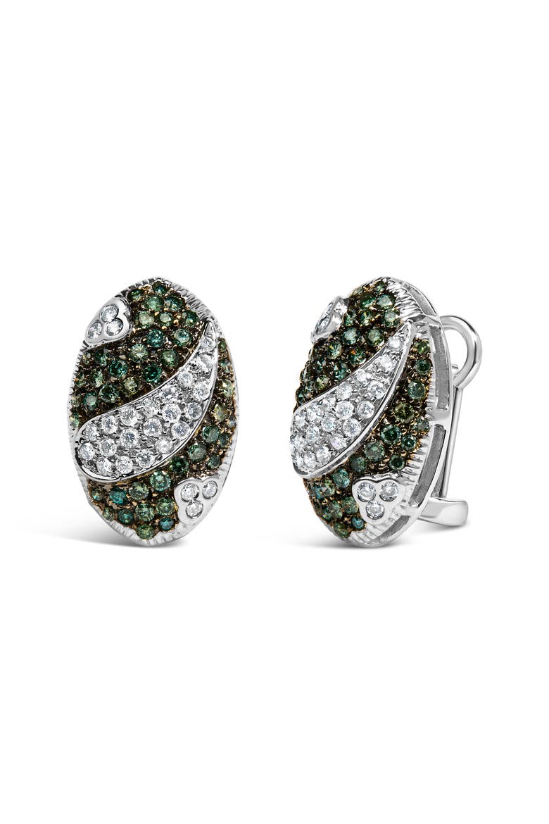 14K White Gold 2ct. TDW White and Treated Blue Diamond Earrings, Alternate, color, White