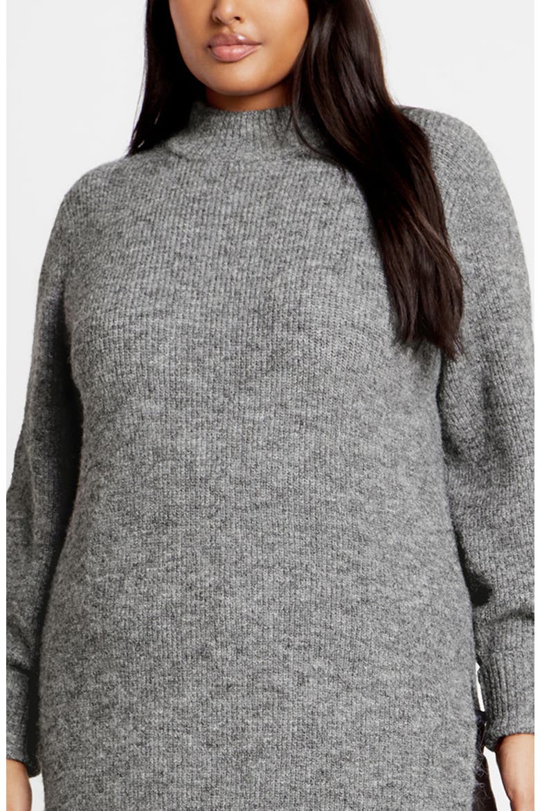 Dallas Rib Mock Neck Longline Sweater, Alternate, color, GREY MARLE