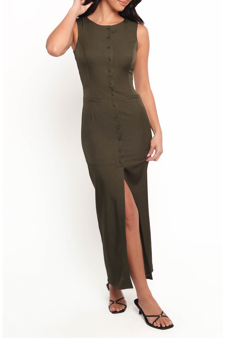 Matilde Sleeveless Button Front Dress, Main, color, OLIVE