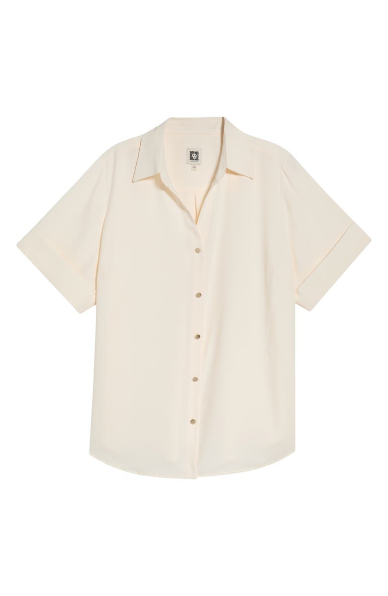 AK ANNE KLEIN Short Sleeve Button-Up Shirt, Alternate, color, White Dove