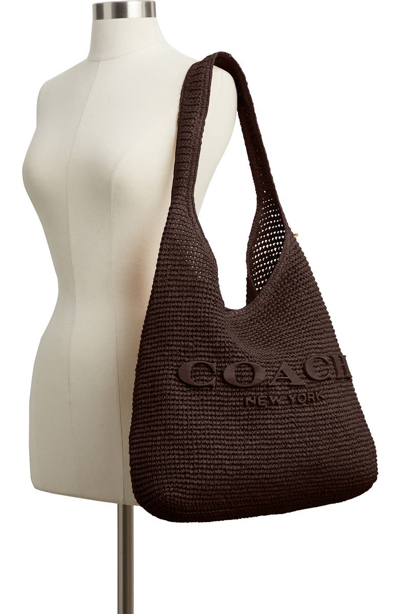 COACH Brooklyn Straw Shoulder Bag, Alternate, color, Maple