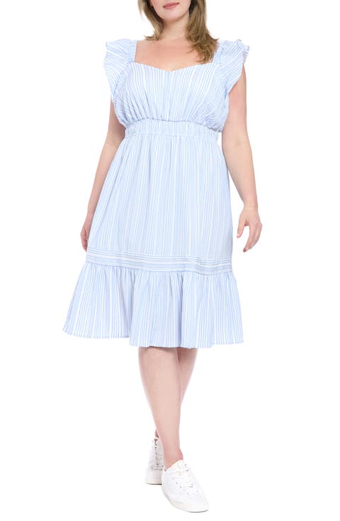 Flutter Sleeve Ruffle Hem Dress (Plus)