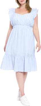 London Times Flutter Sleeve Ruffle Hem Dress