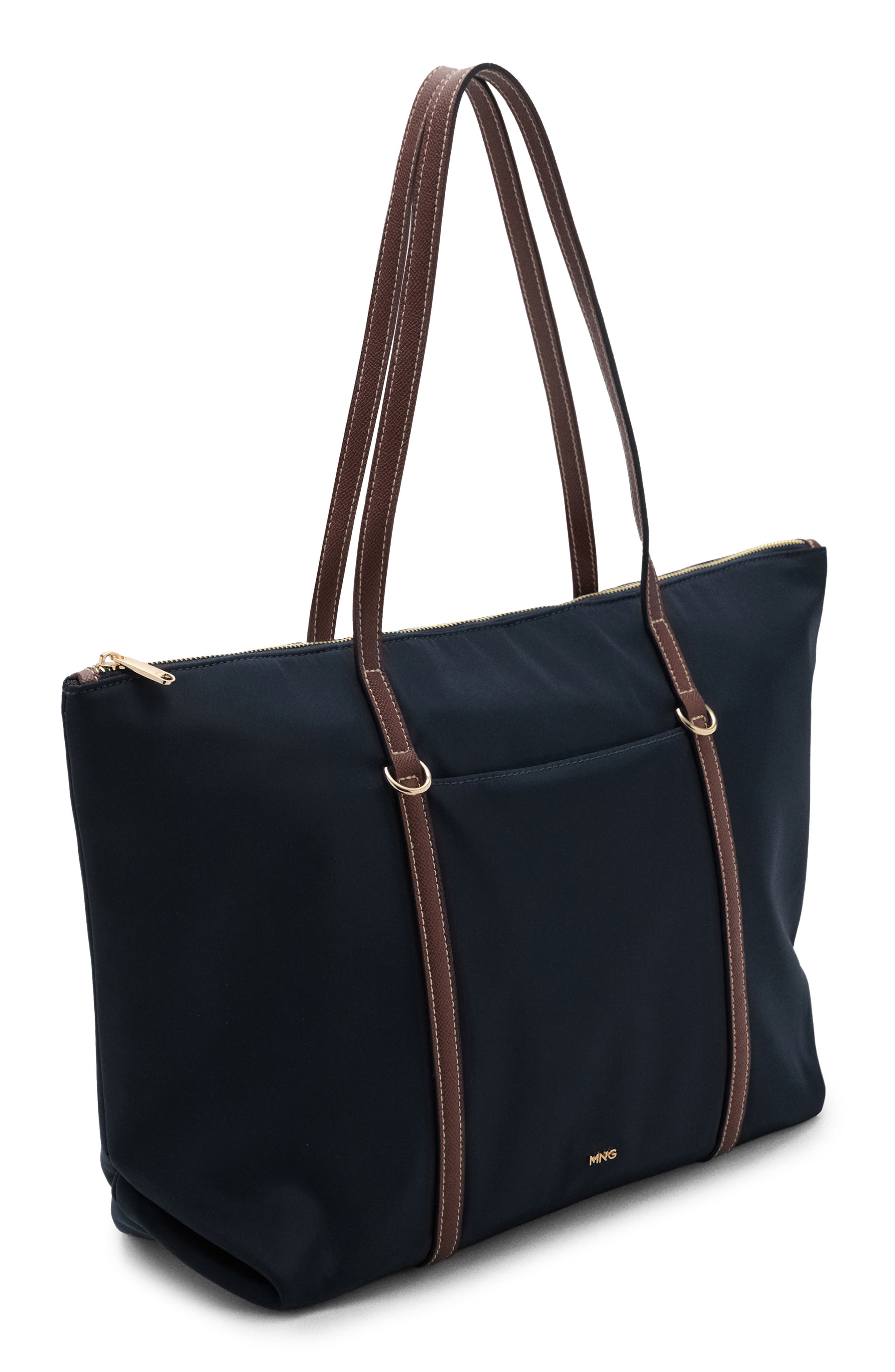 MANGO Nylon Shopper Bag, Alternate, color, Navy