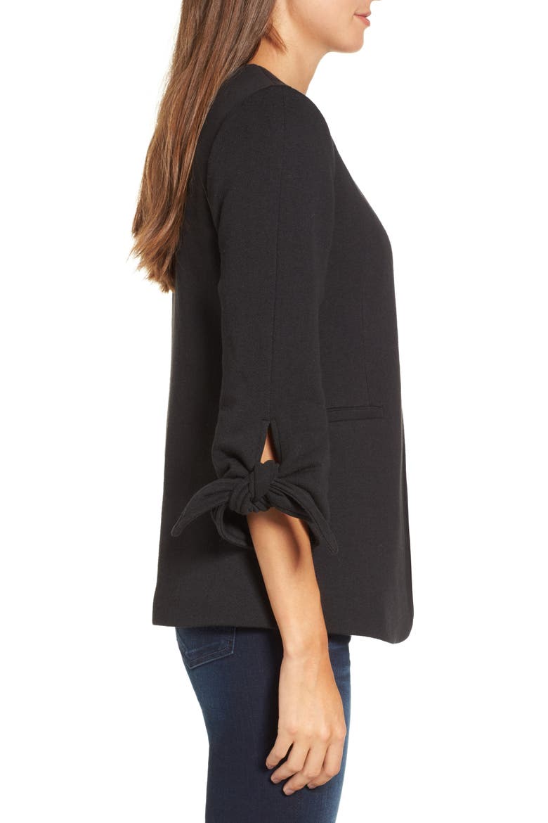 Tie Sleeve Knit Blazer, Alternate, color, BLACK