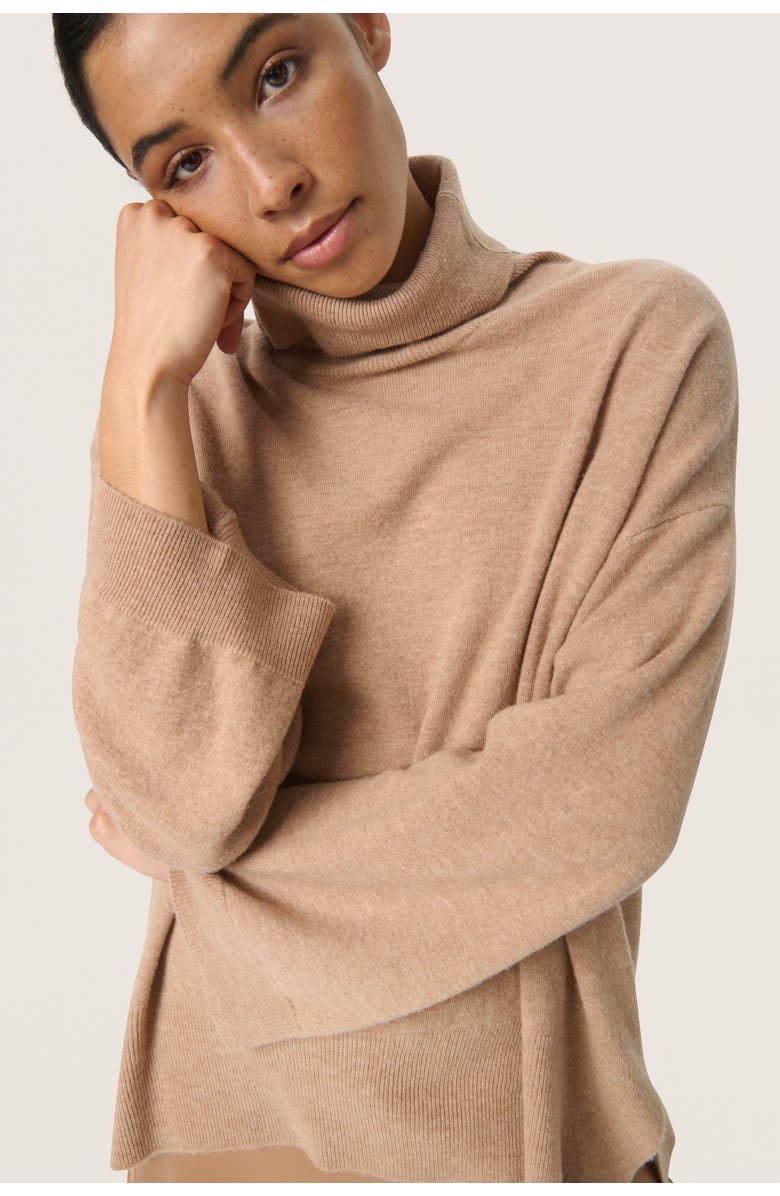 Soaked in Luxury Molina Loose Fit Rollneck Pullover, Alternate, color, Burro Melange