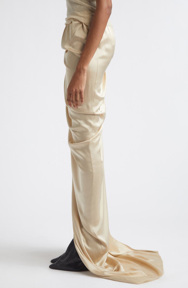 Rick Owens Edfu Ruched Satin Skirt, Alternate, color, Sand
