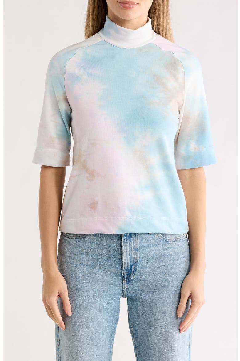 Mock Neck Short Sleeve Sweater, Main, color, MOCHA SPLASH
