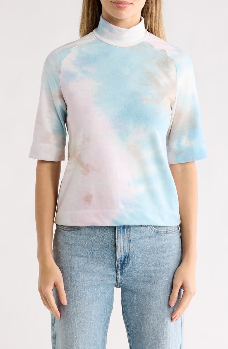 GO COUTURE Mock Neck Short Sleeve Sweater, Main, color, Mocha Splash