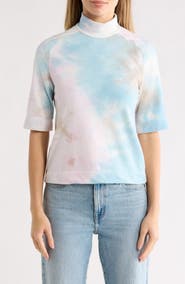 GO COUTURE Mock Neck Short Sleeve Sweater