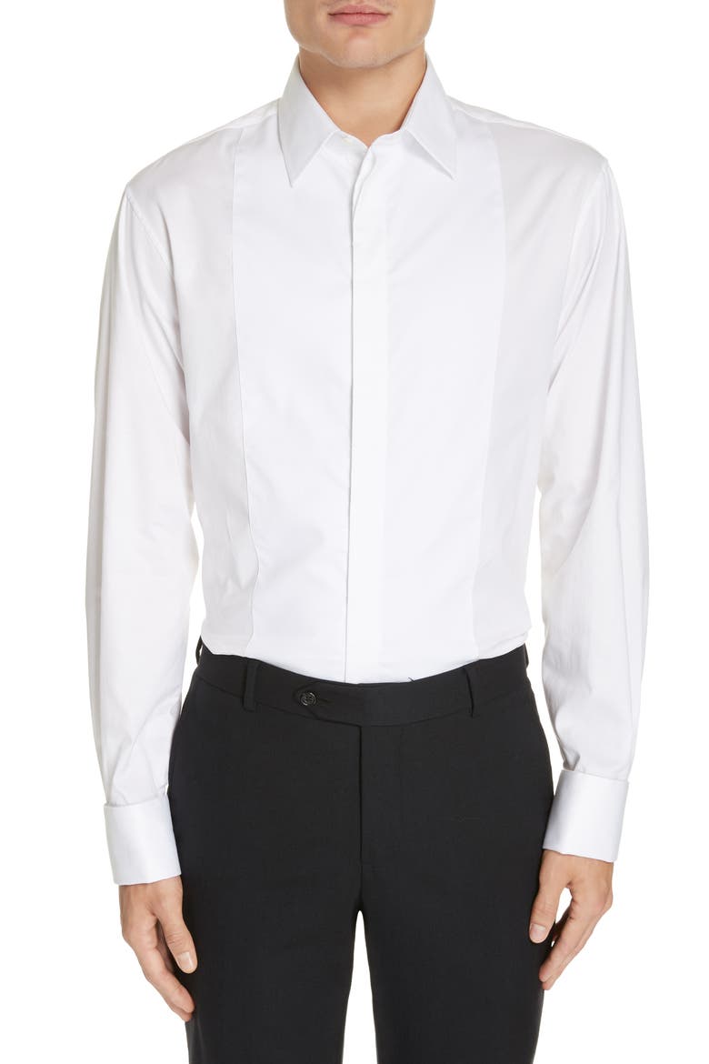 Slim Fit Stretch Tuxedo Shirt, Main, color, SOLID WHITE