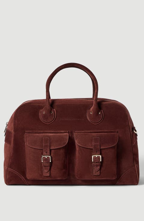 Suede weekender bag