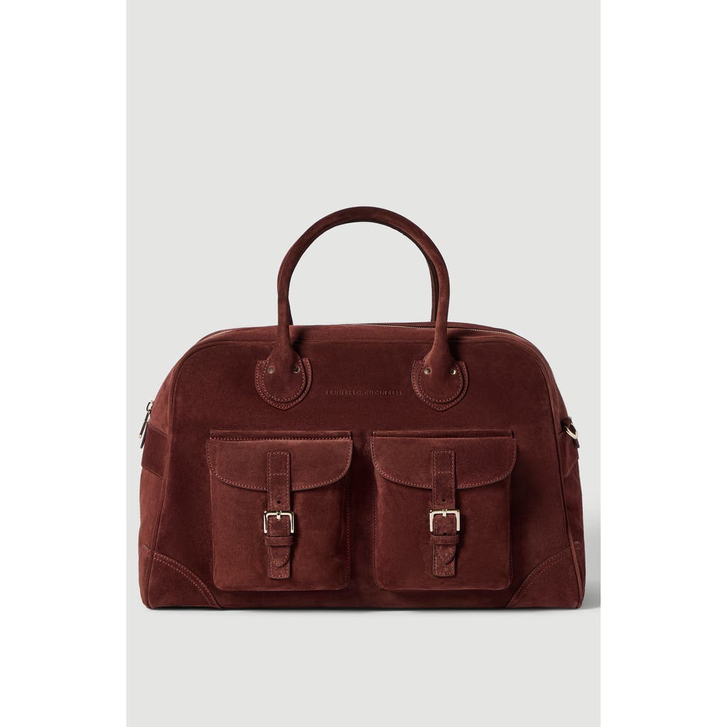 Brunello Cucinelli Suede weekender bag in Burgundy at Nordstrom