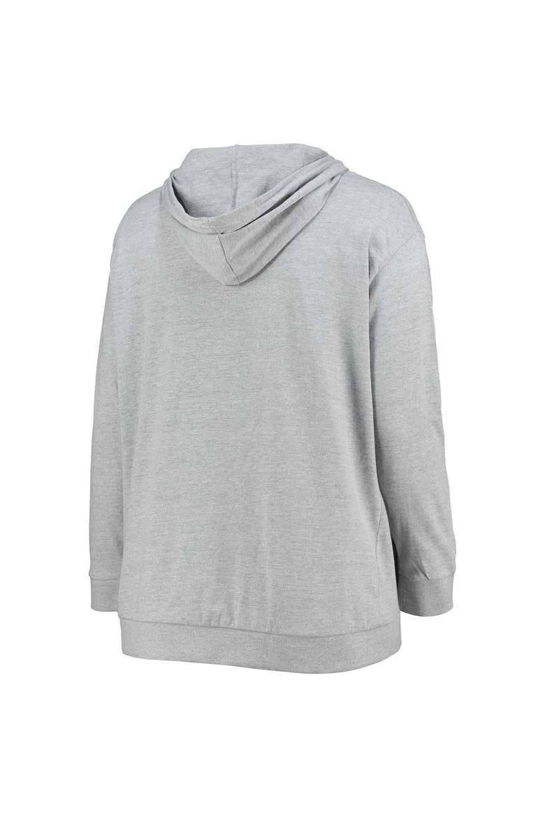 Women's Fanatics Branded Heathered Gray Miami Dolphins Plus Size Lace-Up Pullover Hoodie, Alternate, color, Heather Gray