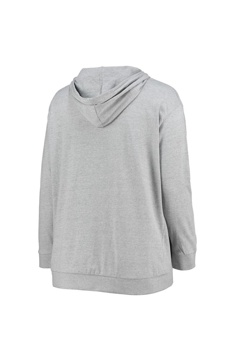 FANATICS Women's Fanatics Branded Heathered Gray Miami Dolphins Plus Size Lace-Up Pullover Hoodie, Alternate, color, 