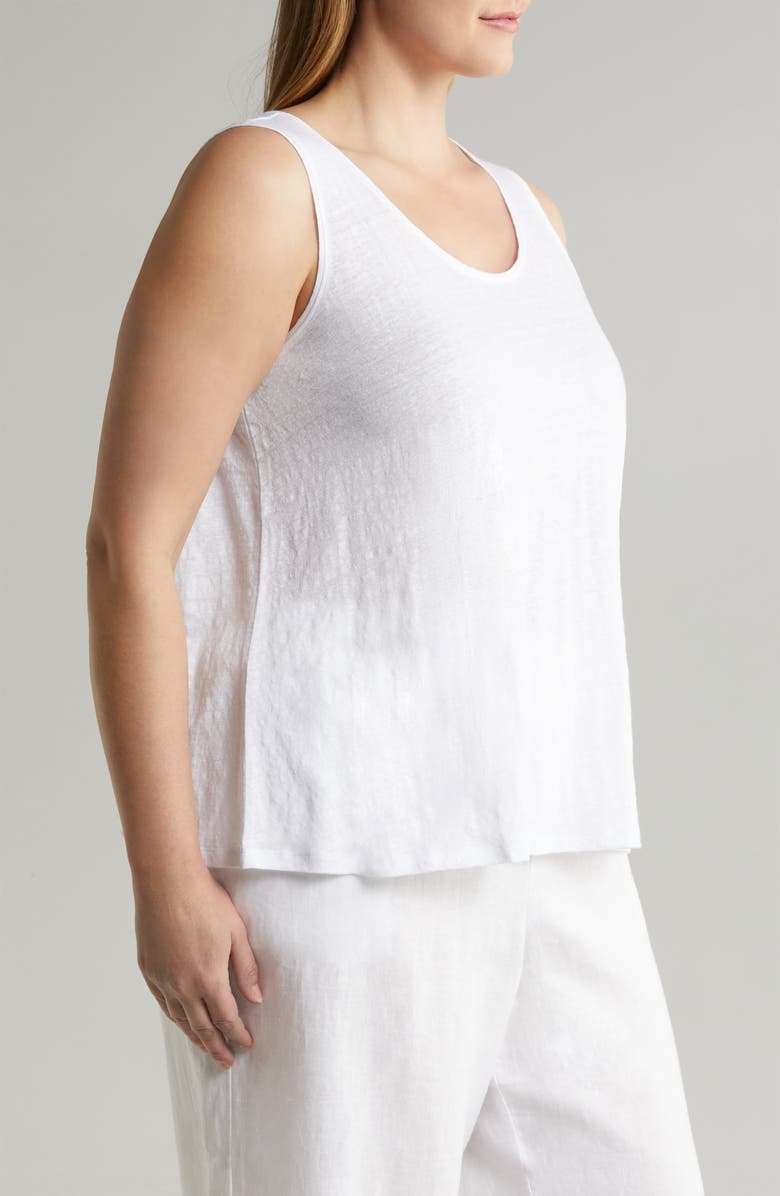 Eileen Fisher Scoop Neck Organic Linen Tank, Alternate, color, White