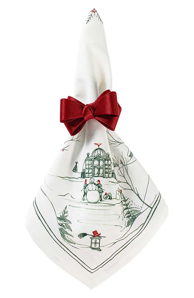 Juliska Country Estate Winter Frolic Set of 4 Napkins, Alternate, color, Evergreen
