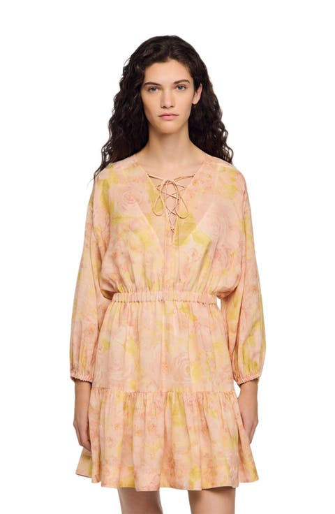 Flower print short dress