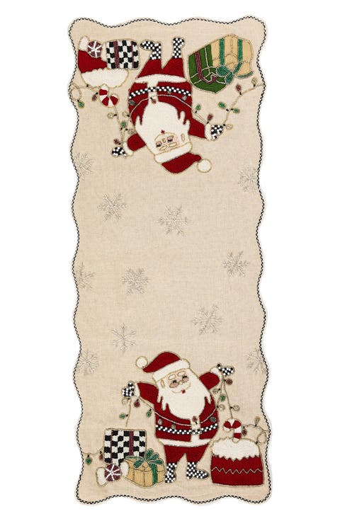 Santa with Tree Lights Beaded Runner