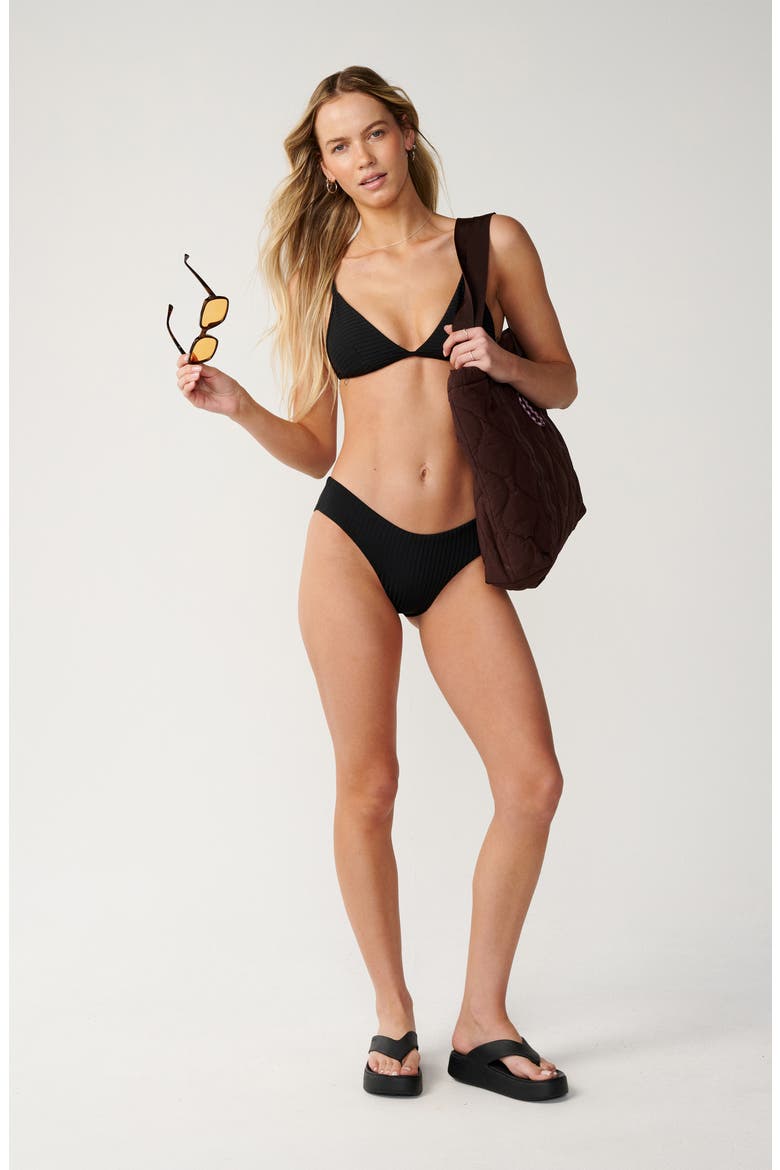 Premium Surf Full Rib Bikini Bottoms, Alternate, color, BLACK