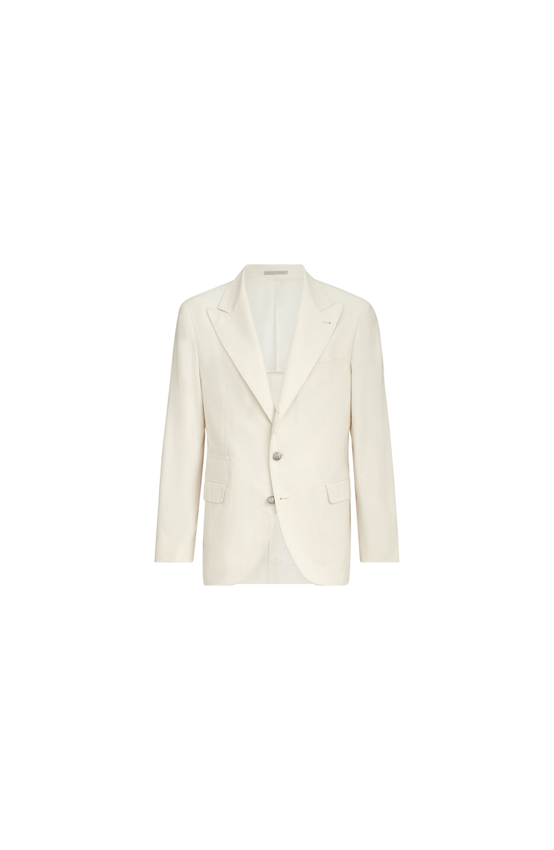 Brunello Cucinelli Sea Island cotton narrow wale corduroy deconstructed blazer with large peak lapels and metal buttons, Alternate, color, Panama
